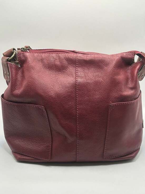 Sundance Handbags - Sundance Maroon Pebbled Leather Shoulder Bag Made in Spain